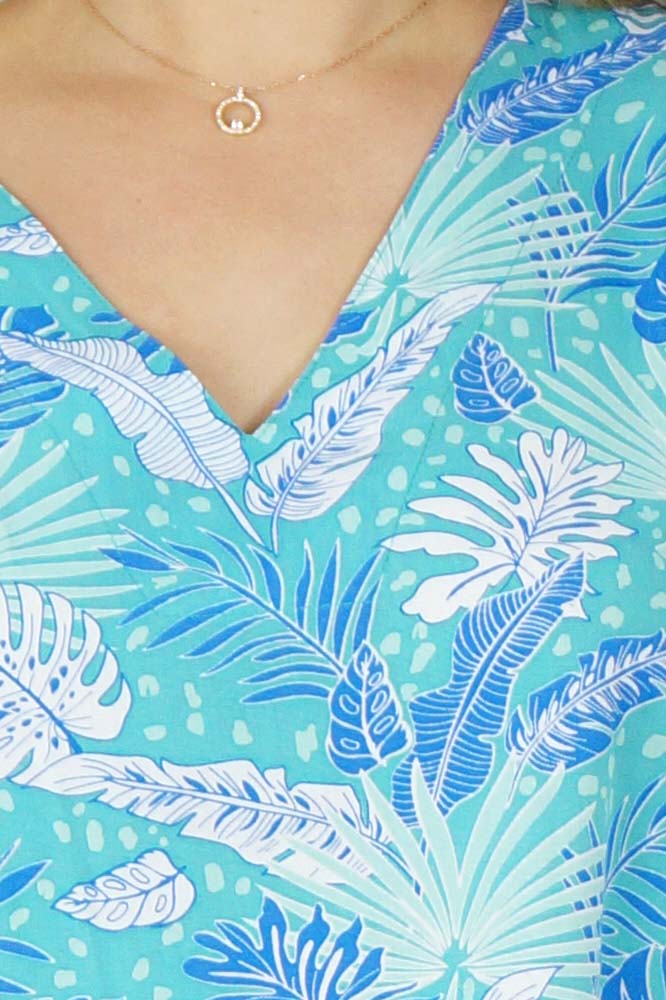 3/4 Sleeve Tunic "Tropical Leaves"