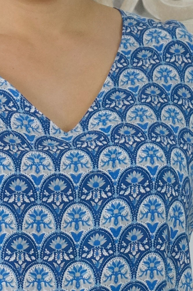 3/4 Sleeve Tunic "Scallops"