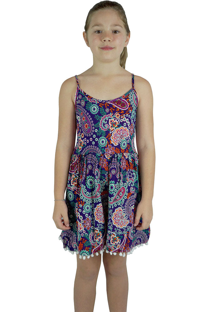 Girls PomPom Jumpsuit - Paisley
