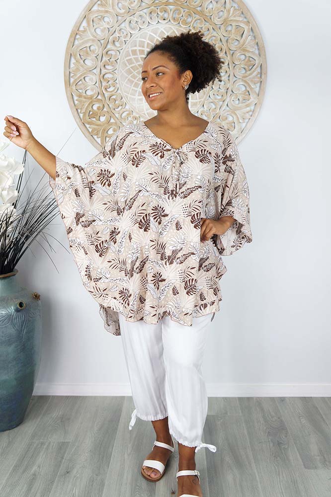 Jasmin Top "Tropical Leaves"