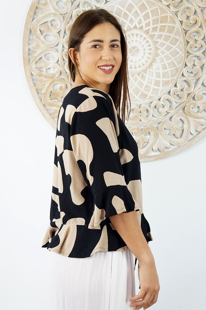 Ruched Top "Abstract Geo"