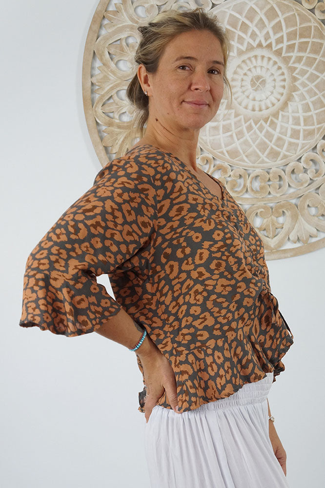 Ruched Top "Leopard"