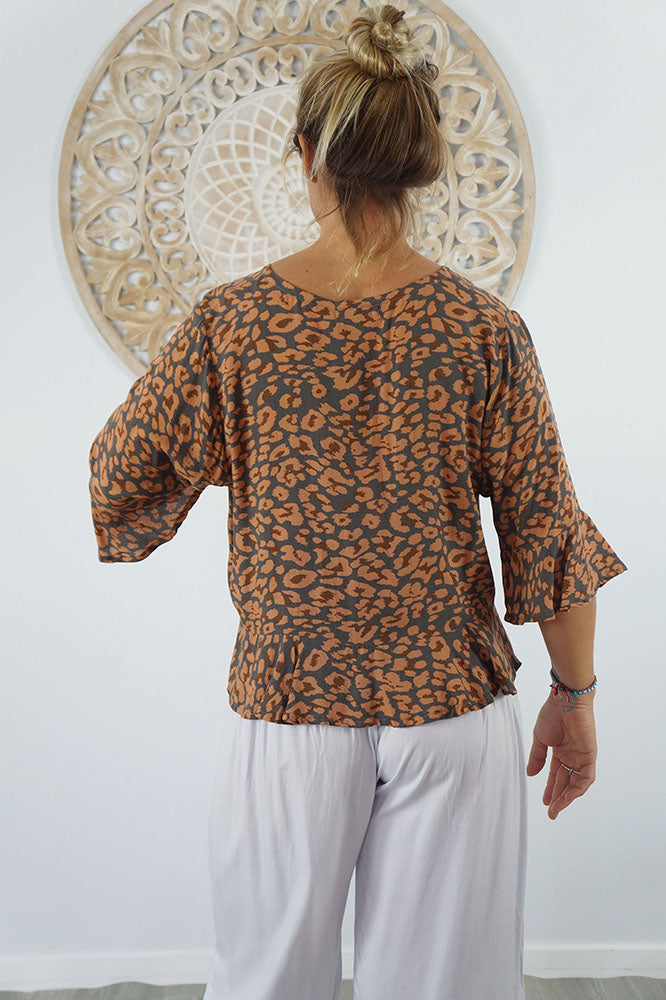 Ruched Top "Leopard"