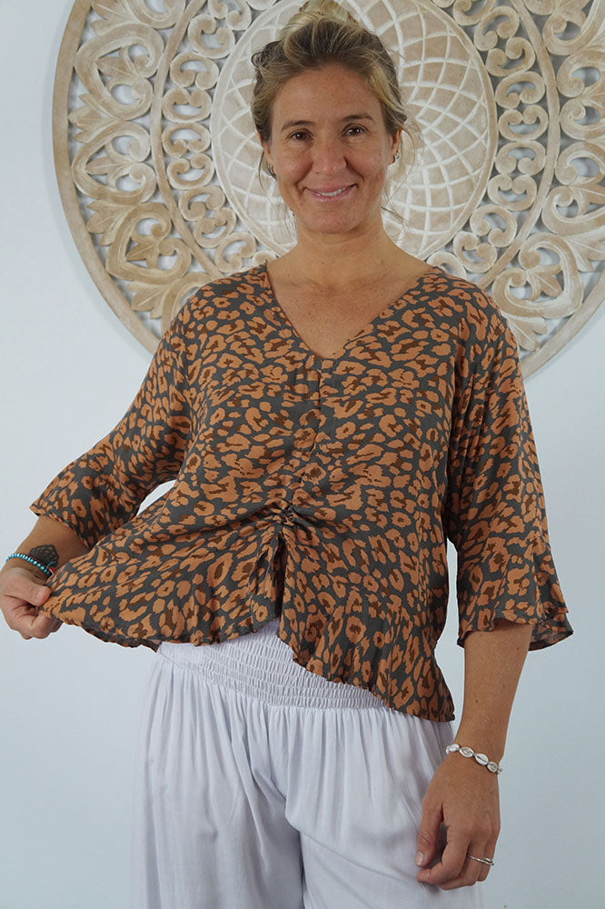 Ruched Top "Leopard"