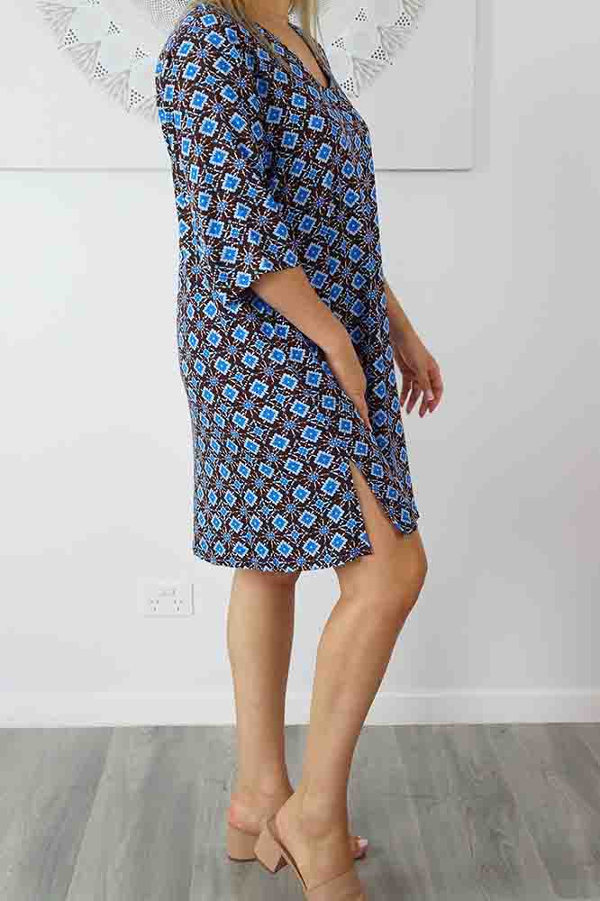 3/4 Sleeve Tunic "Snowflower"