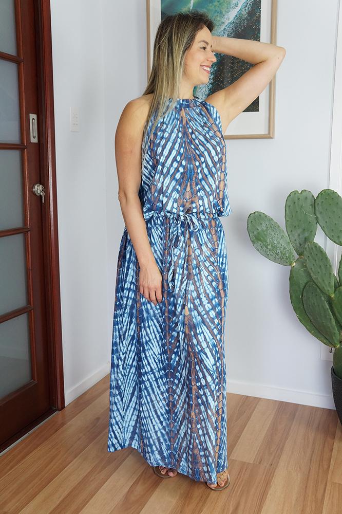 Long Chloe Dress "Feather" Tie Dye