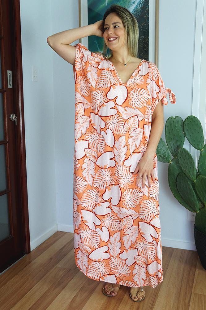 Mykonos Dress "Leaves"