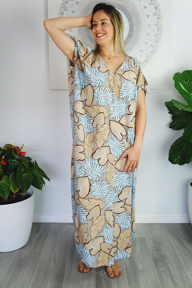 Mykonos Dress "Leaves"