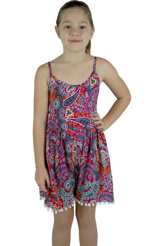 Girls PomPom Jumpsuit - Paisley