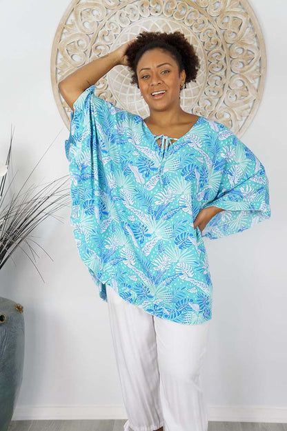 Jasmin Top "Tropical Leaves"