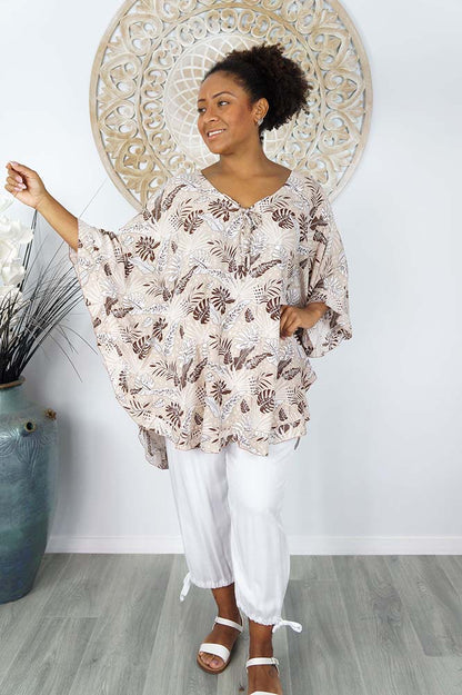 Jasmin Top "Tropical Leaves"