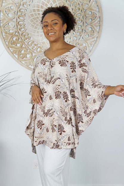 Jasmin Top "Tropical Leaves"