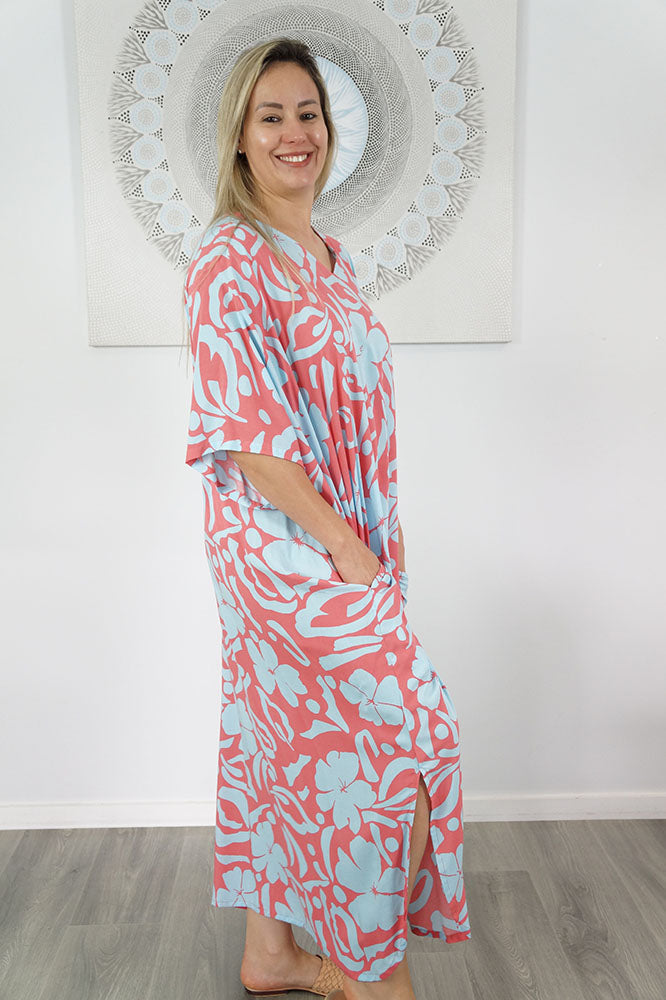 Premium Long Kaftan "Island Flower"