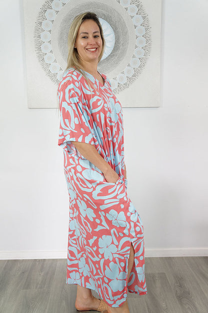 Premium Long Kaftan "Island Flower"
