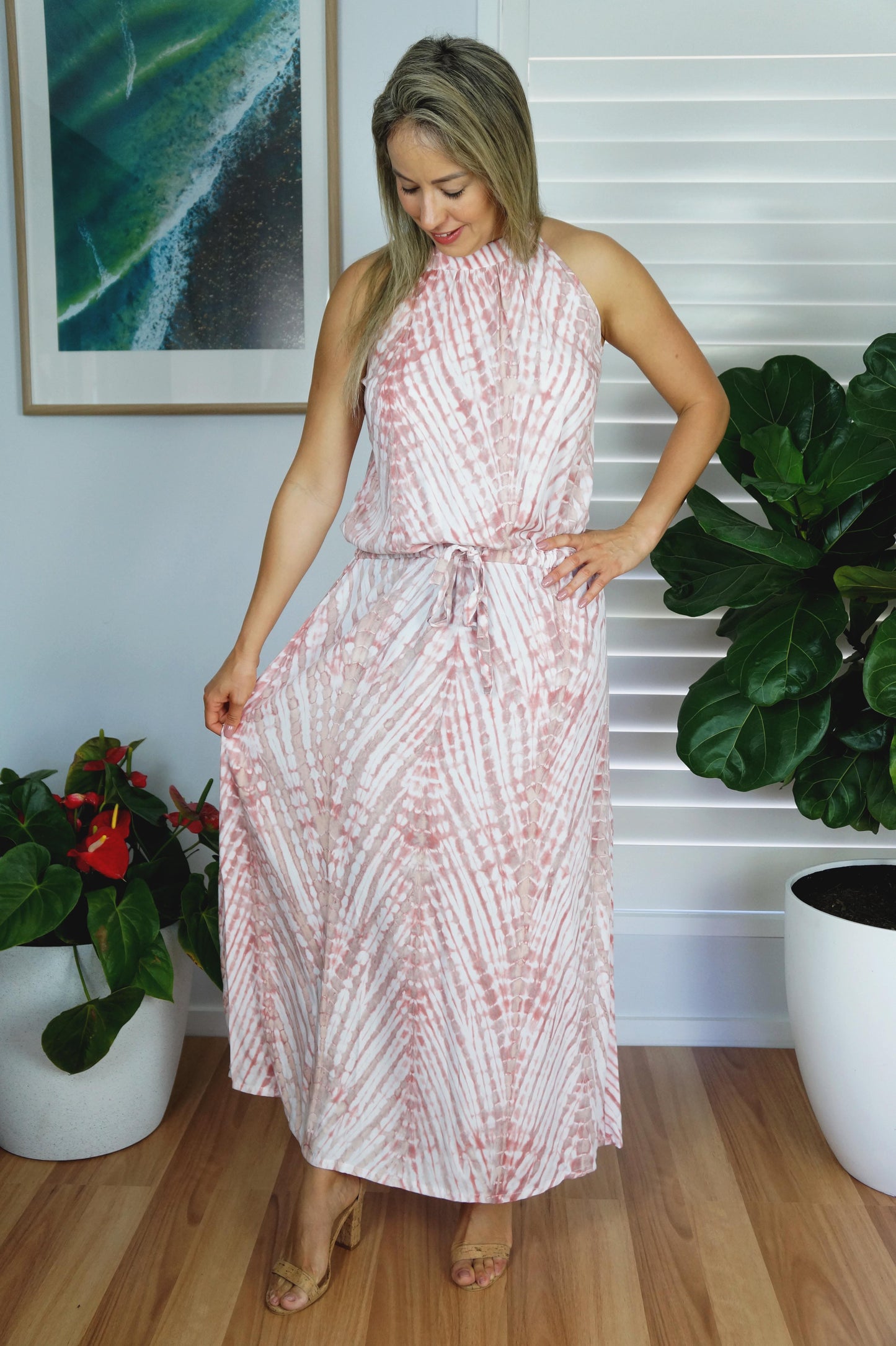 Long Chloe Dress "Feather" Tie Dye