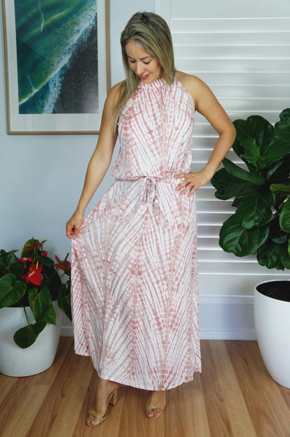 Long Chloe Dress "Feather" Tie Dye
