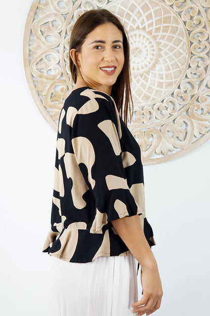 Ruched Top "Abstract Geo"