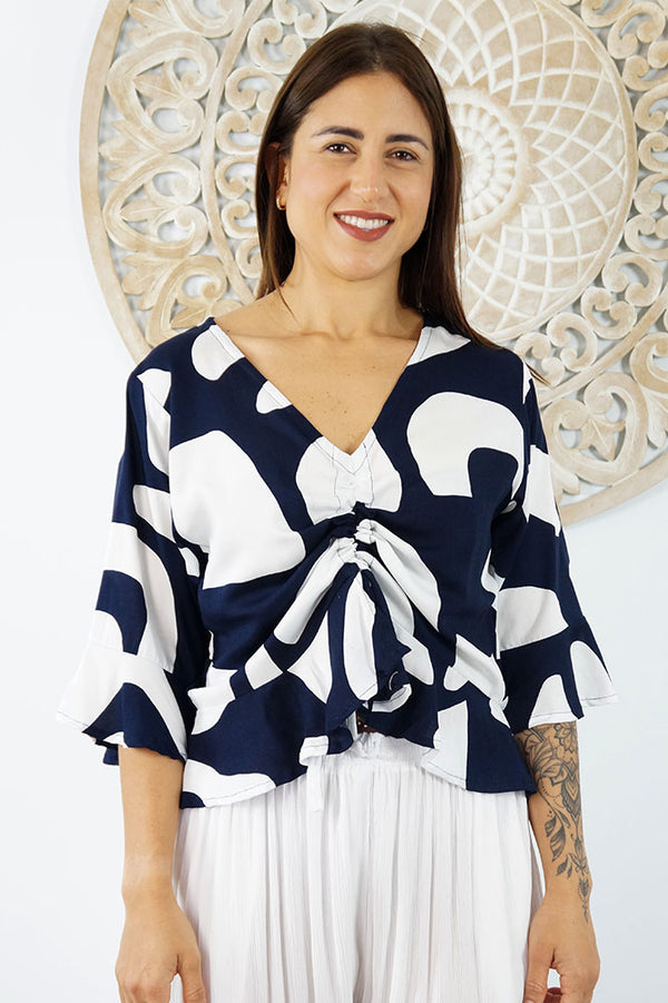 Ruched Top "Abstract Geo"