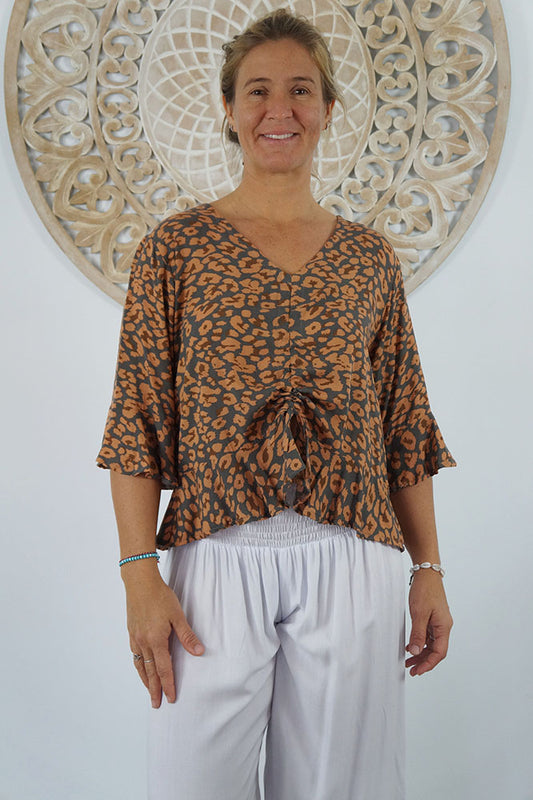 Ruched Top "Leopard"