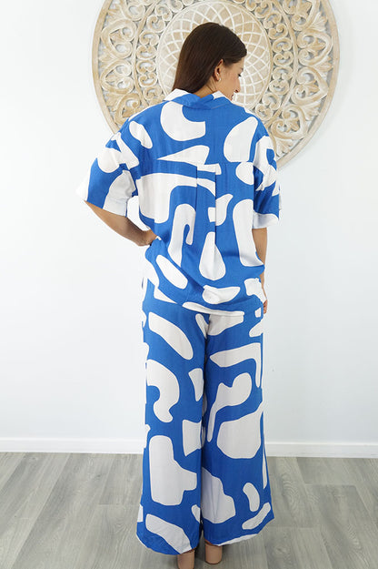 Abbey Shirt & Wide Leg Pant Set Abstract Geo
