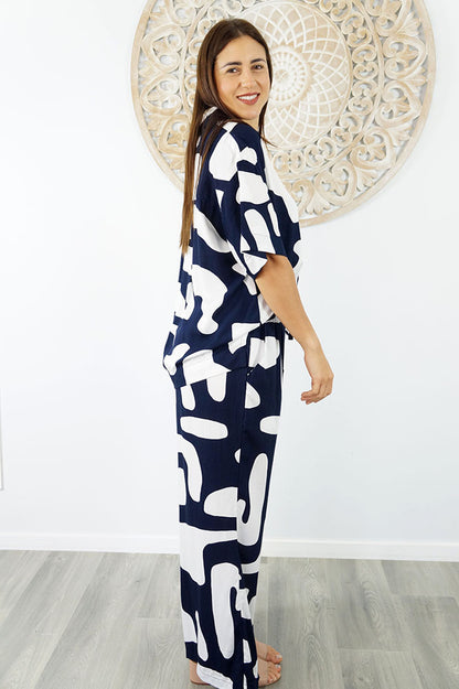 Abbey Shirt & Wide Leg Pant Set Abstract Geo