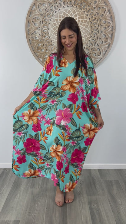 Premium Long Kaftan "Tropical Delights"