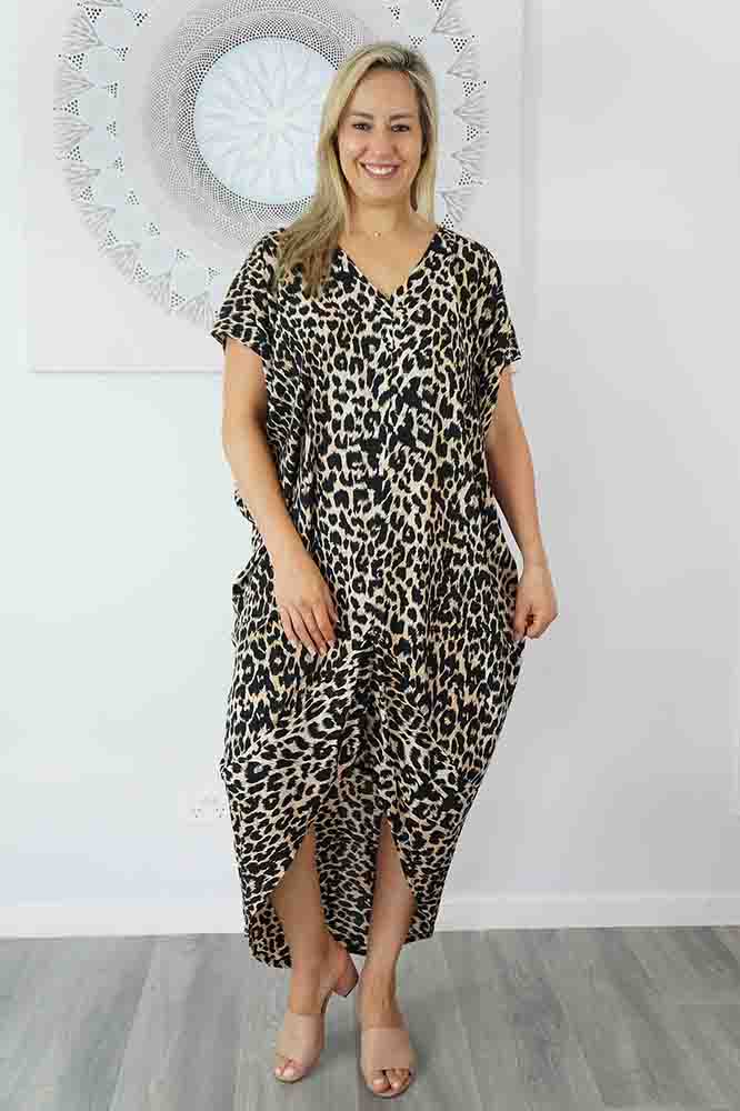 Frilled Toga Dress "Leopard"