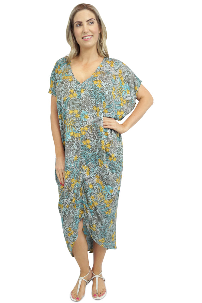 Frilled Toga Dress "Paisley Batik"