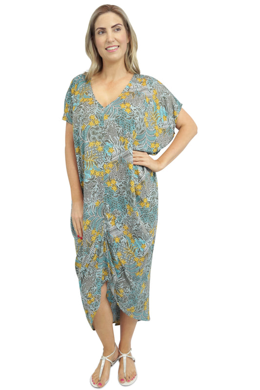 Frilled Toga Dress "Paisley Batik"