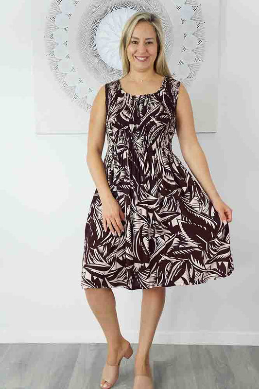 Singlet Smock Dress "Leafy"